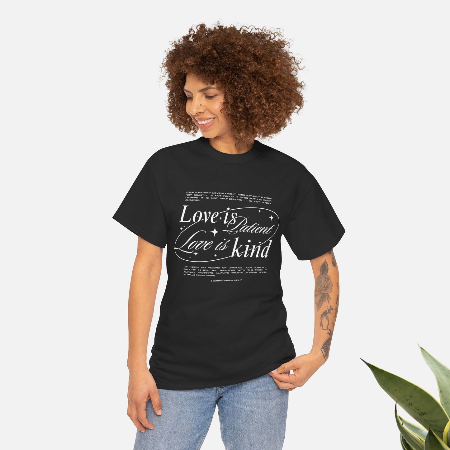 "Love is Patient, Love is Kind" Inspirational Unisex Cotton Shirt