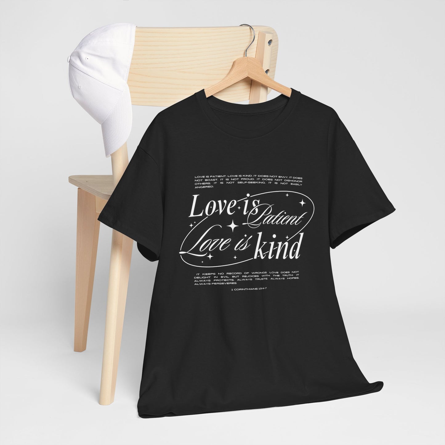"Love is Patient, Love is Kind" Inspirational Unisex Cotton Shirt