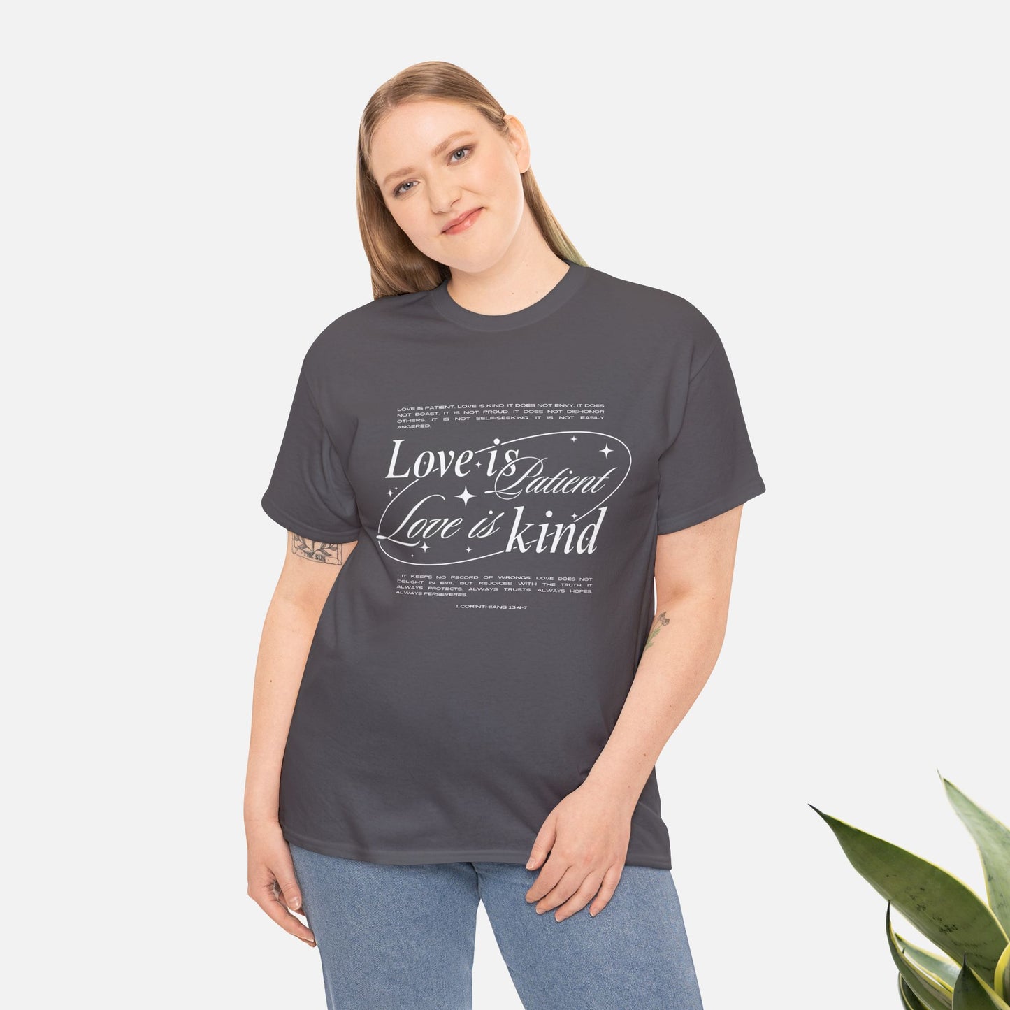 "Love is Patient, Love is Kind" Inspirational Unisex Cotton Shirt