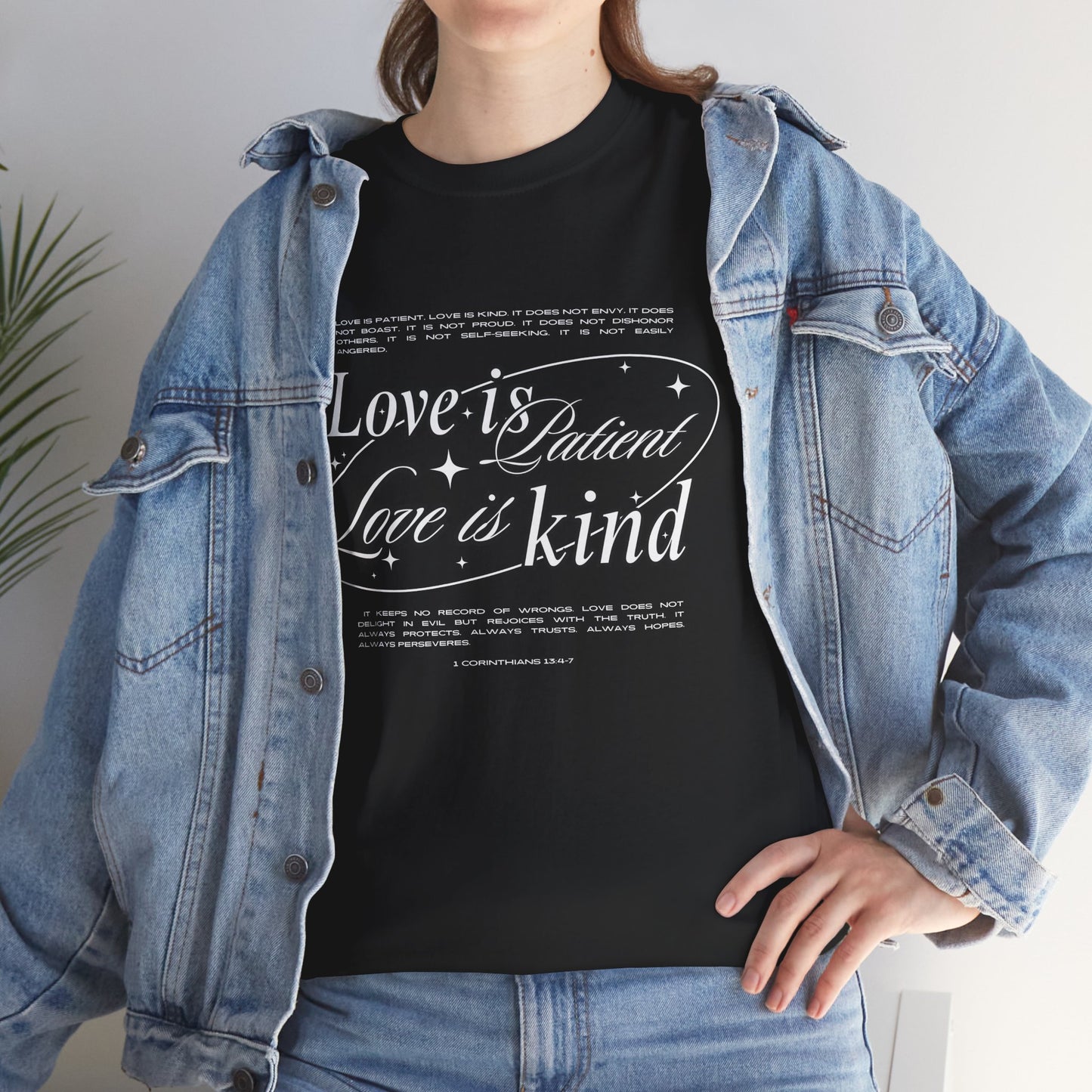 "Love is Patient, Love is Kind" Inspirational Unisex Cotton Shirt