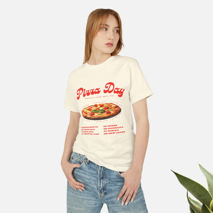 Camiseta unisex de algodón estilo retro para el día de la pizza 