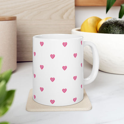 Pink Hearts Cute Romantic  Coffee Cup