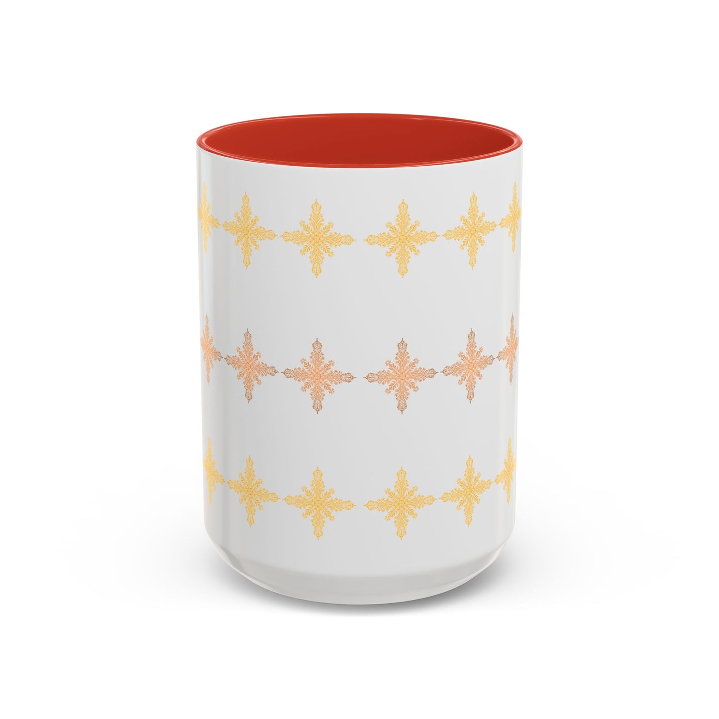 Yellow & Bronze Snowflake Ceramic Coffee Mug