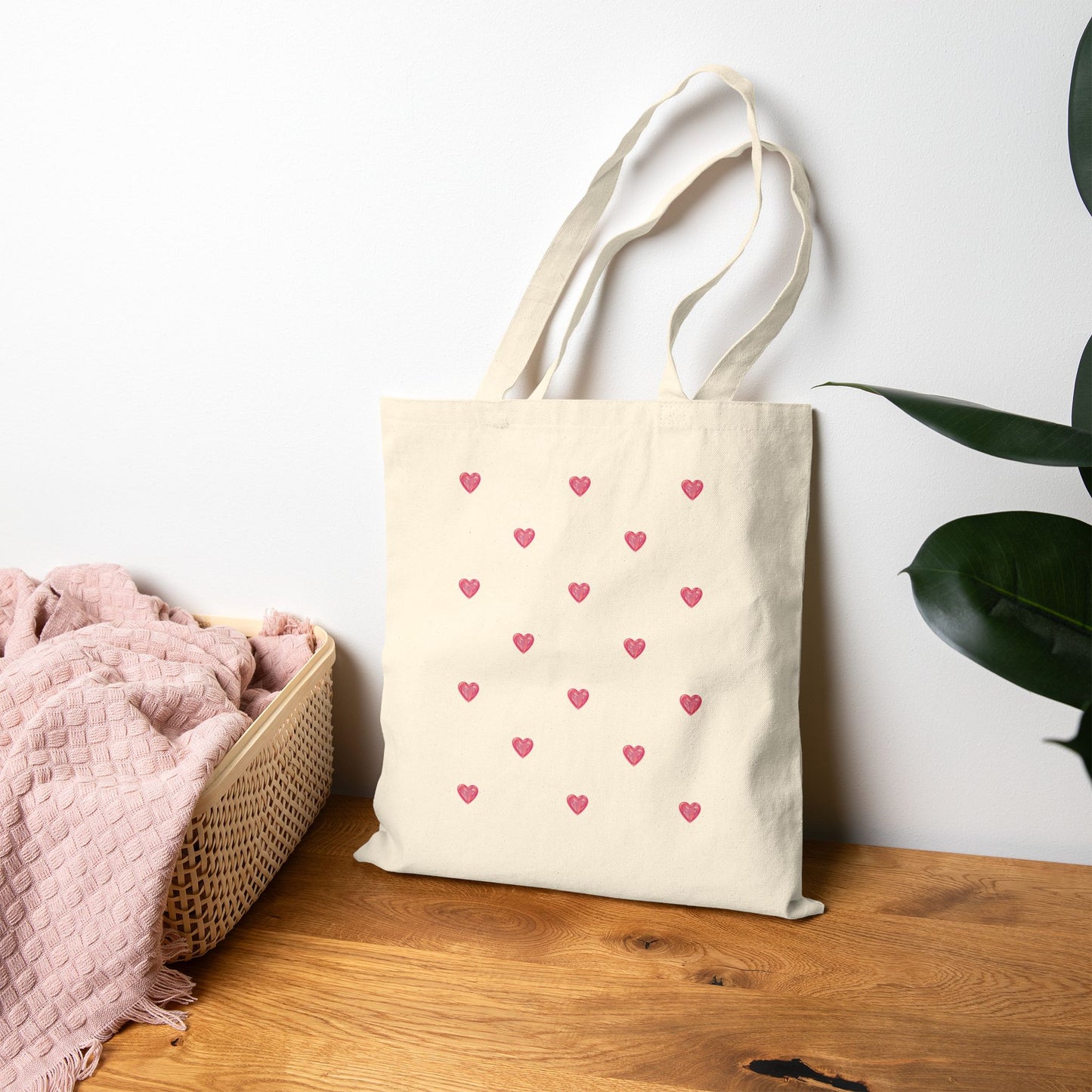 Pink Heart Pattern Valentine  Gift Tote