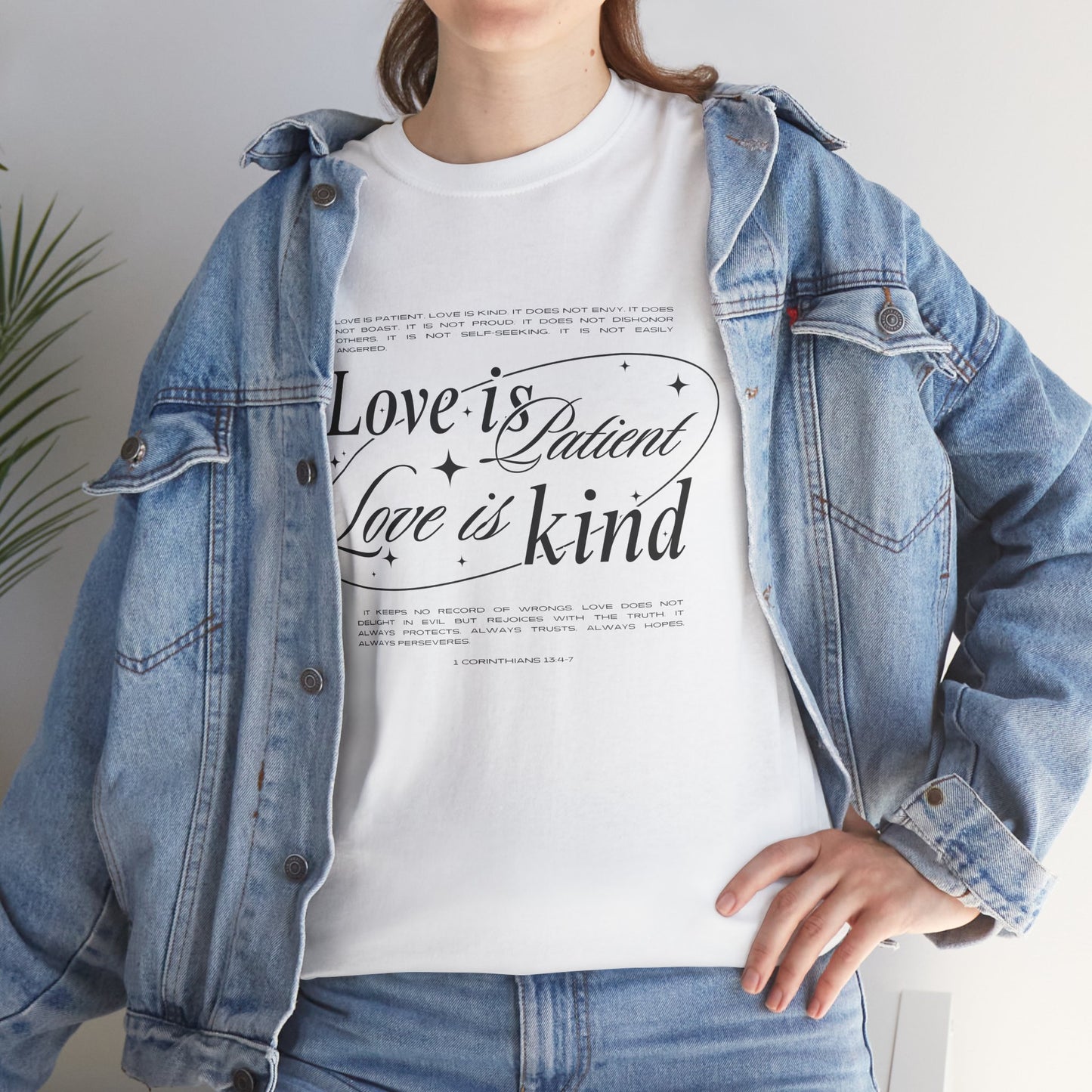 "Love is Patient, Love is Kind" Inspirational Unisex Cotton Shirt