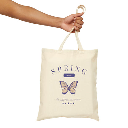 Bolso de mano de lona con mariposas de primavera 