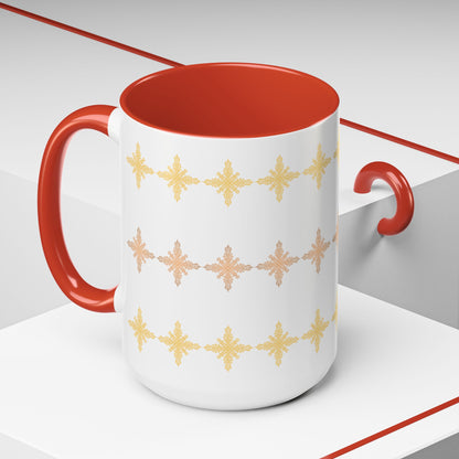 Yellow & Bronze Snowflake Ceramic Coffee Mug
