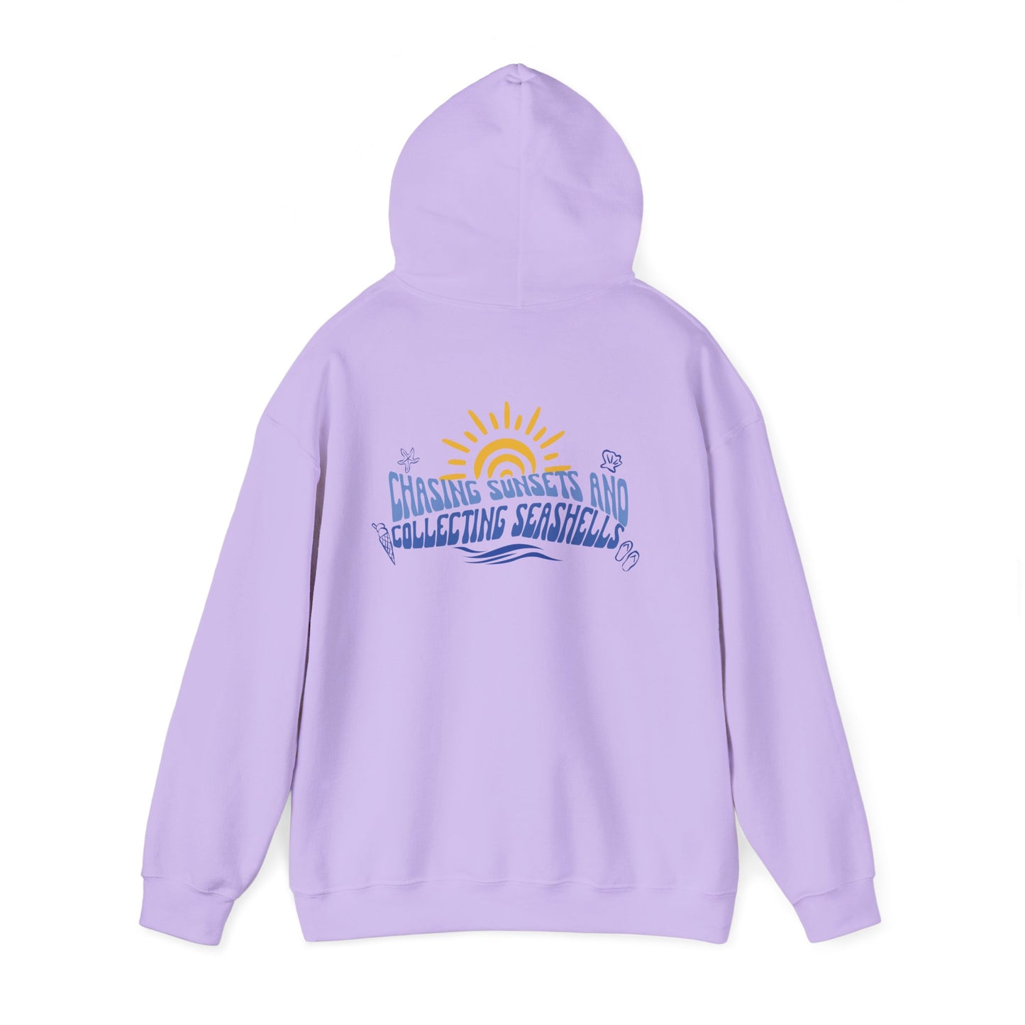 Sudadera con capucha "Persiguiendo puestas de sol y recolectando conchas marinas" 