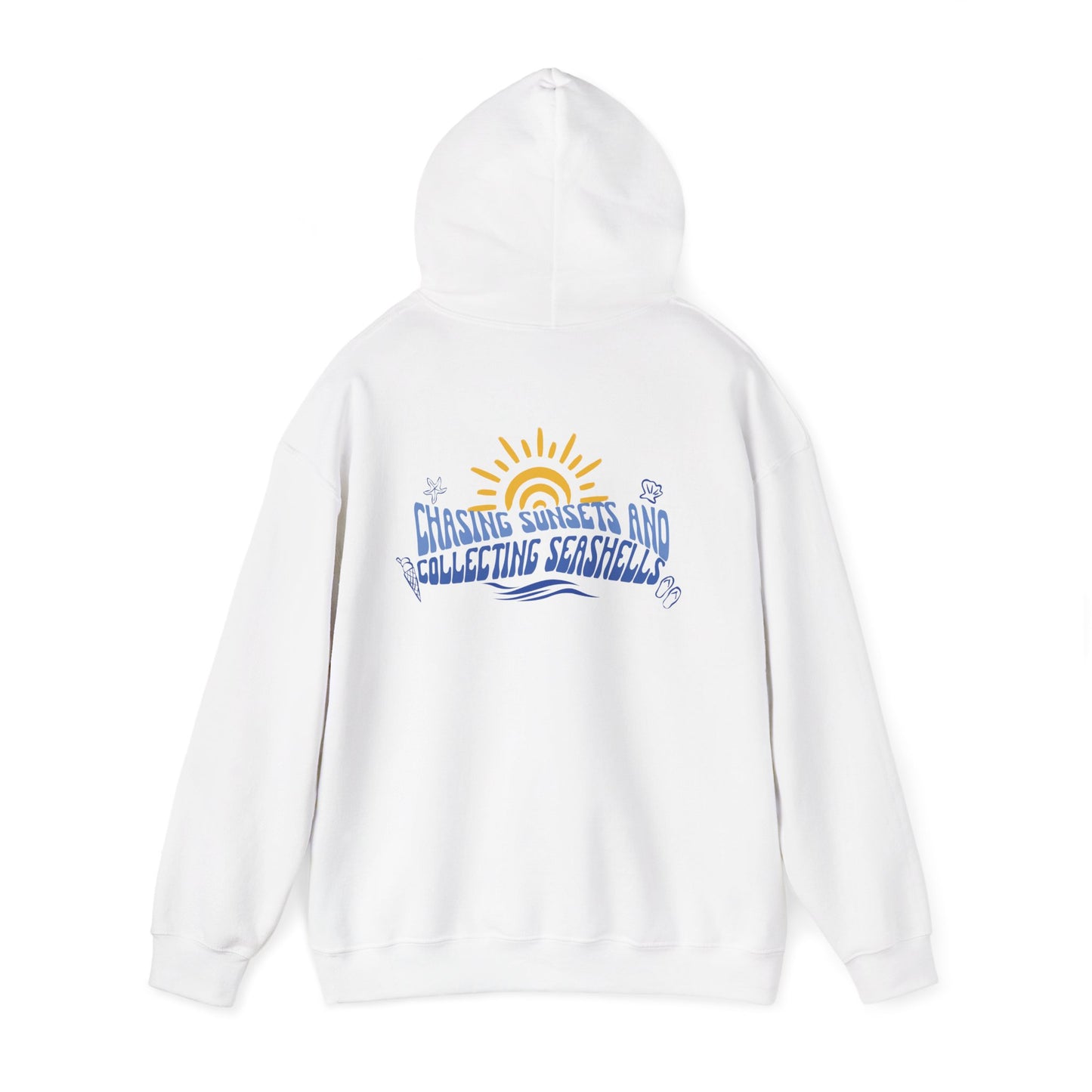 Sudadera con capucha "Persiguiendo puestas de sol y recolectando conchas marinas" 