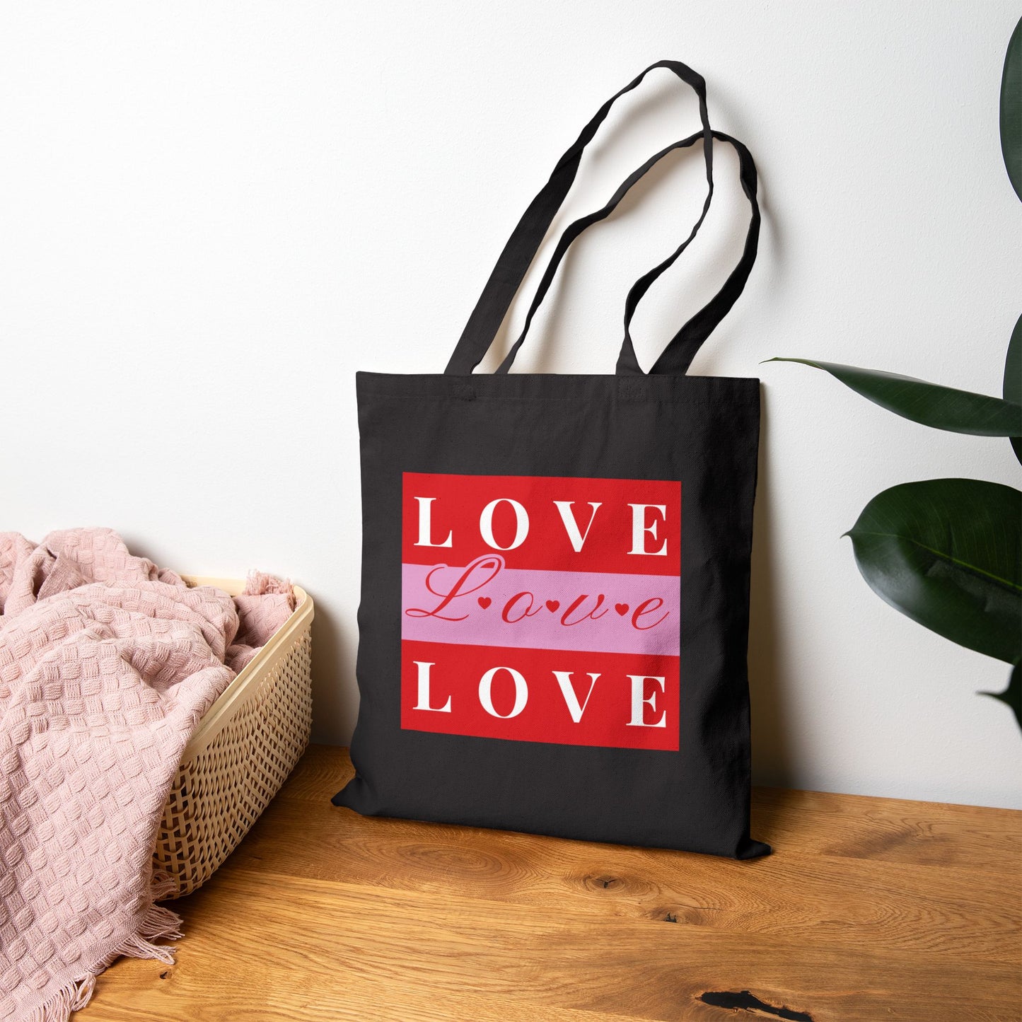 "Love" Cotton Canvas Valentine Shopping Bag