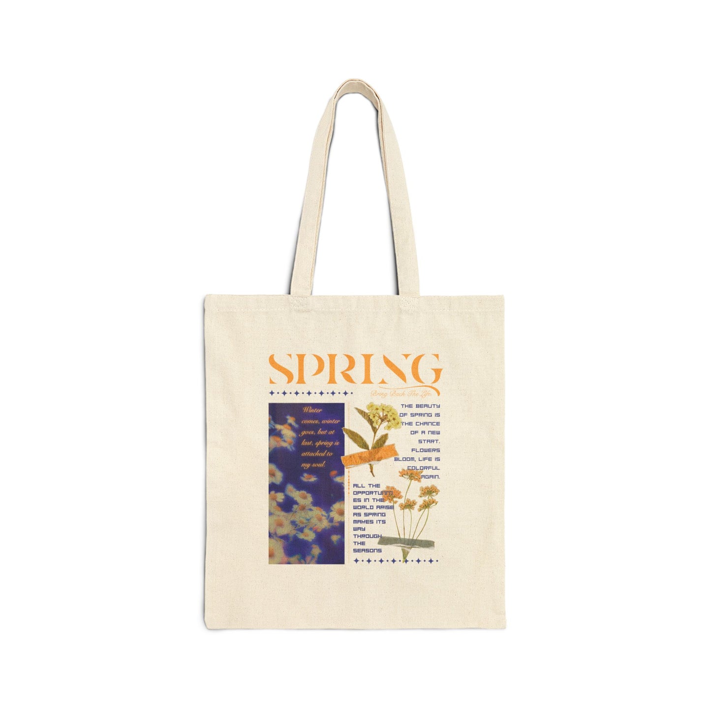 Bolso tote de lona con estampado floral vintage de primavera 