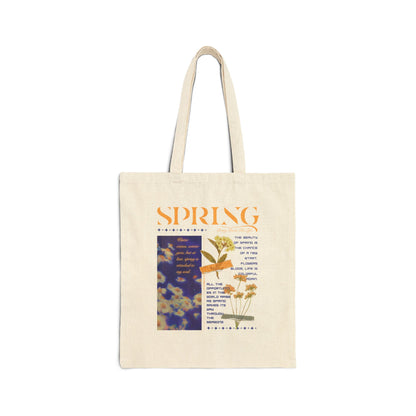 Bolso tote de lona con estampado floral vintage de primavera 
