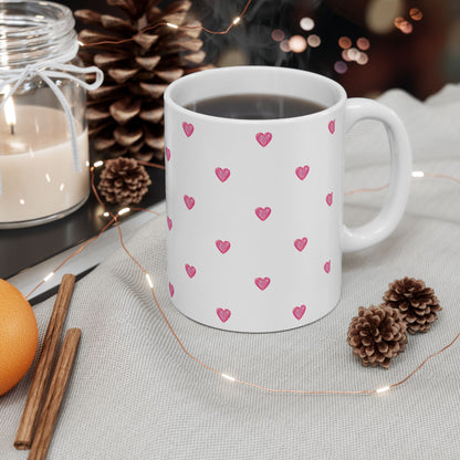 Pink Hearts Cute Romantic  Coffee Cup