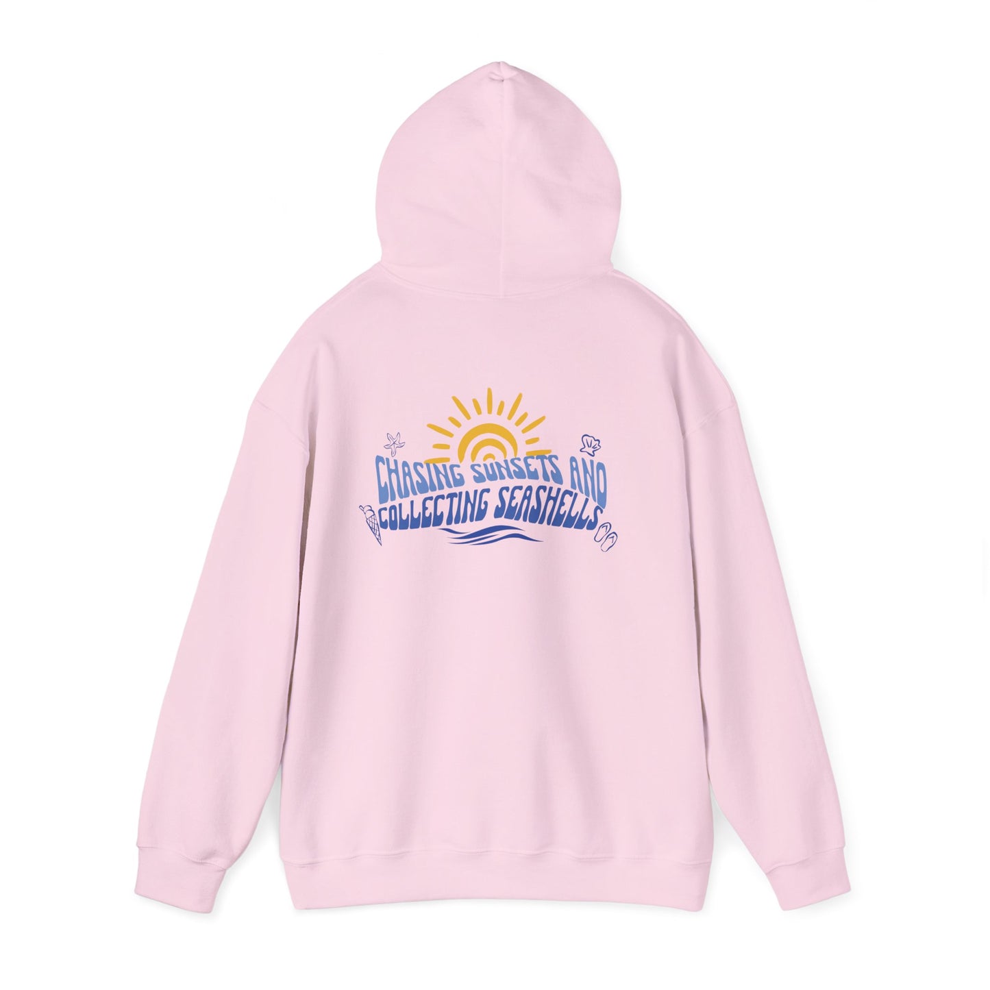 Sudadera con capucha "Persiguiendo puestas de sol y recolectando conchas marinas" 