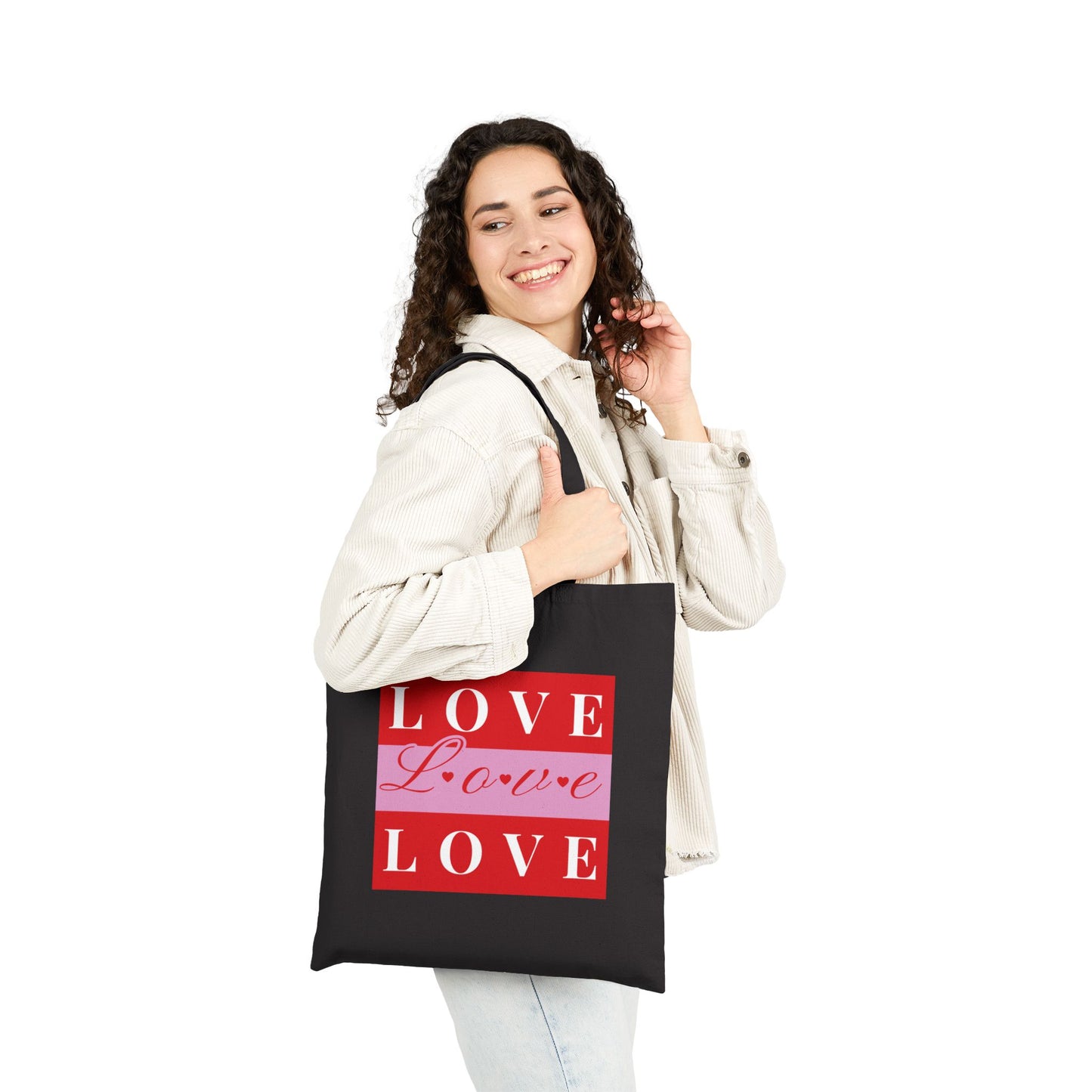 Bolsa de compras de lona de algodón "Love" para San Valentín 