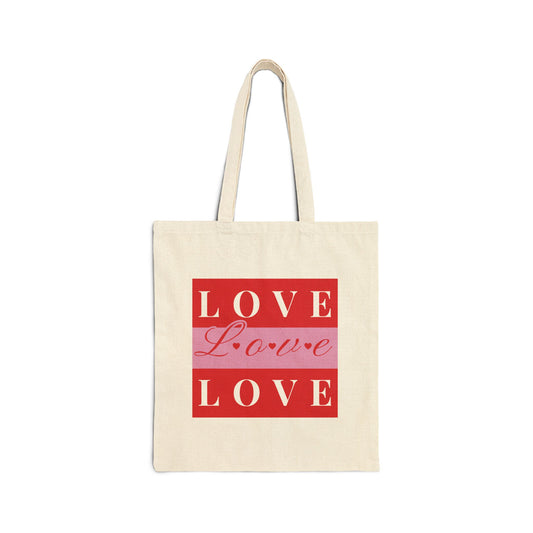 "Love" Cotton Canvas Valentine Shopping Bag