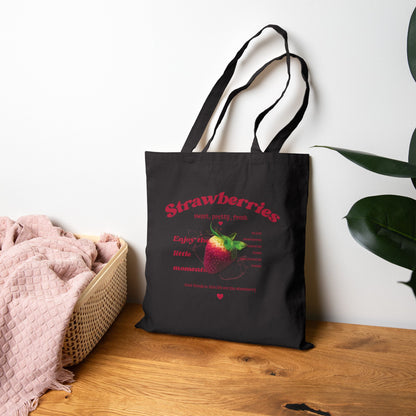 Bolsa de lona de algodón con diseño vintage de fresas