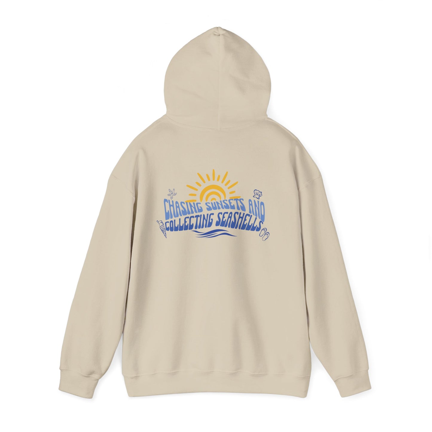 Sudadera con capucha "Persiguiendo puestas de sol y recolectando conchas marinas" 