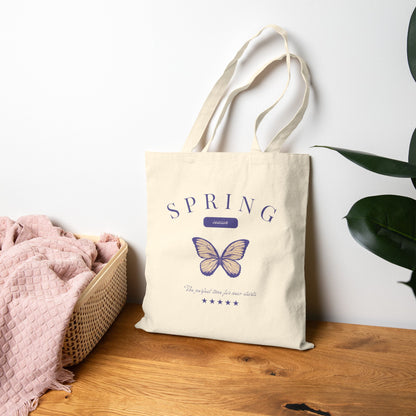 Bolso de mano de lona con mariposas de primavera 