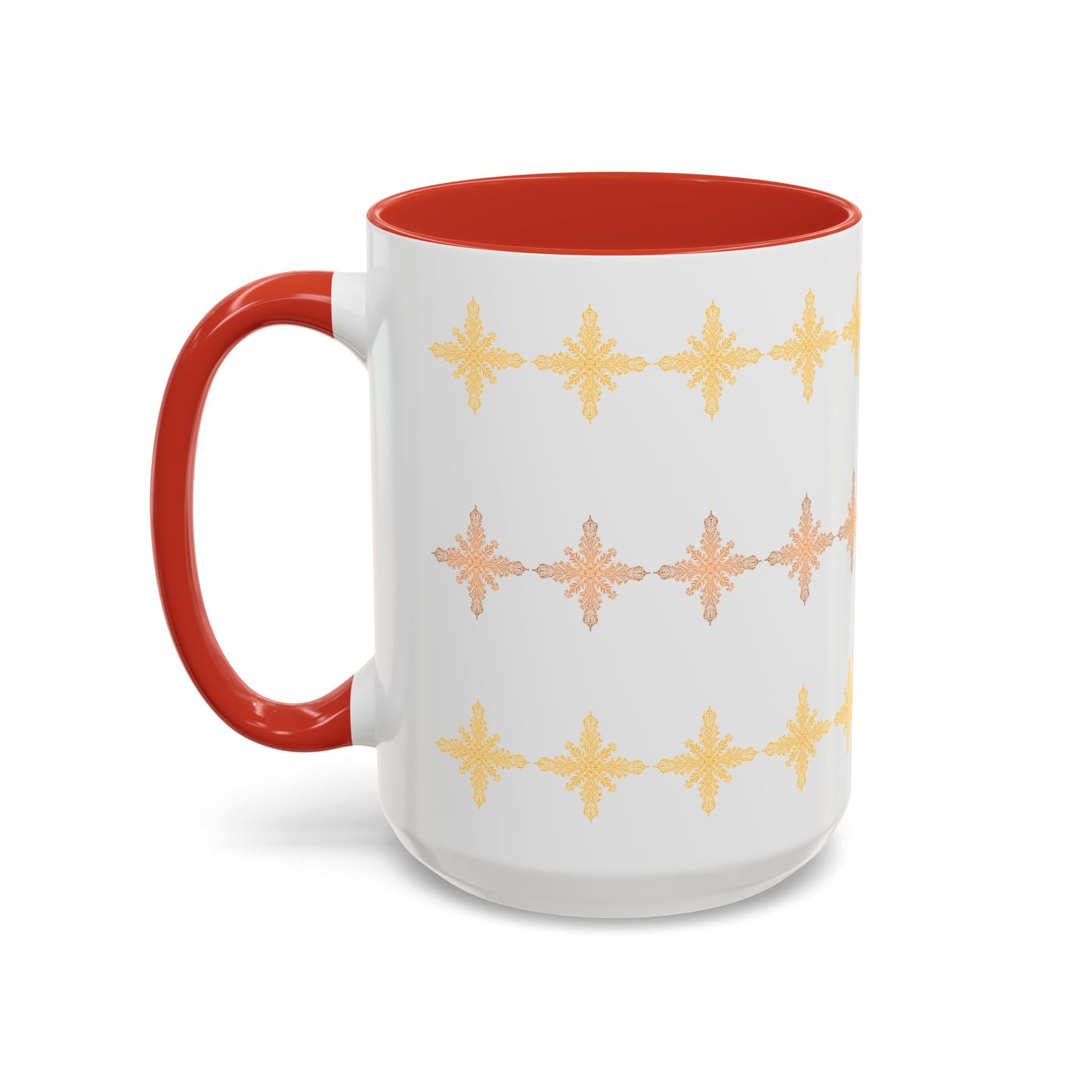 Yellow & Bronze Snowflake Ceramic Coffee Mug