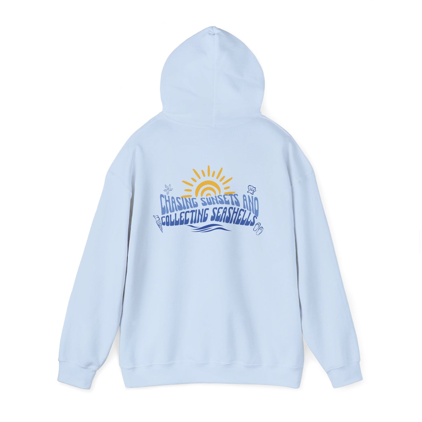 Sudadera con capucha "Persiguiendo puestas de sol y recolectando conchas marinas" 