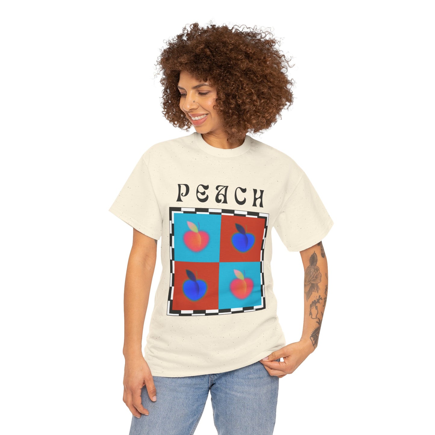 Camiseta de ajedrez de melocotón, edición de frutas