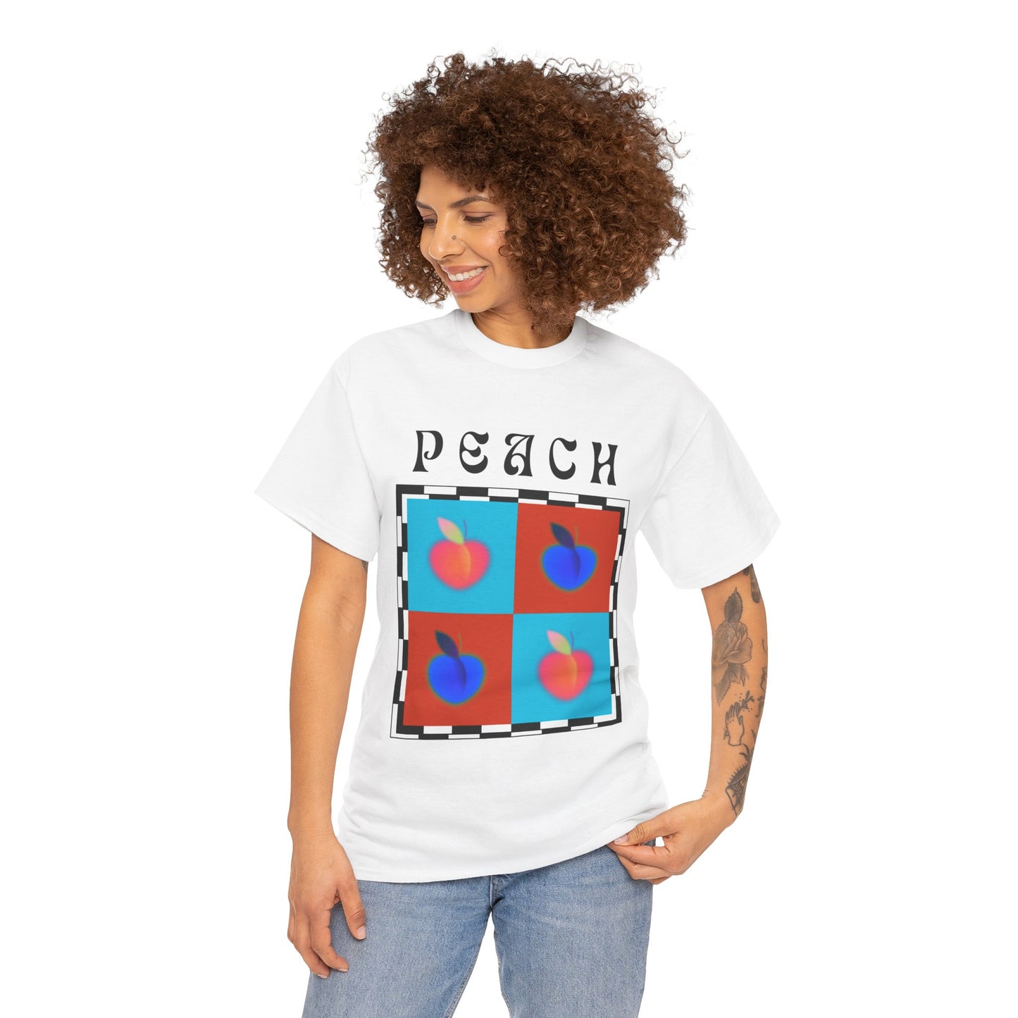 Camiseta de ajedrez de melocotón, edición de frutas