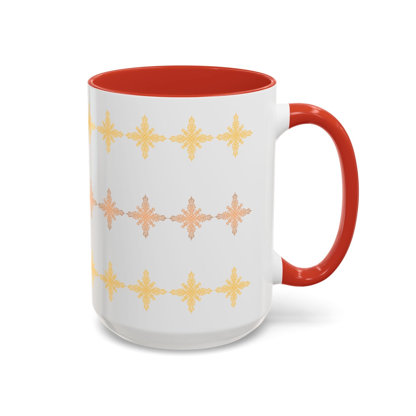 Yellow & Bronze Snowflake Ceramic Coffee Mug