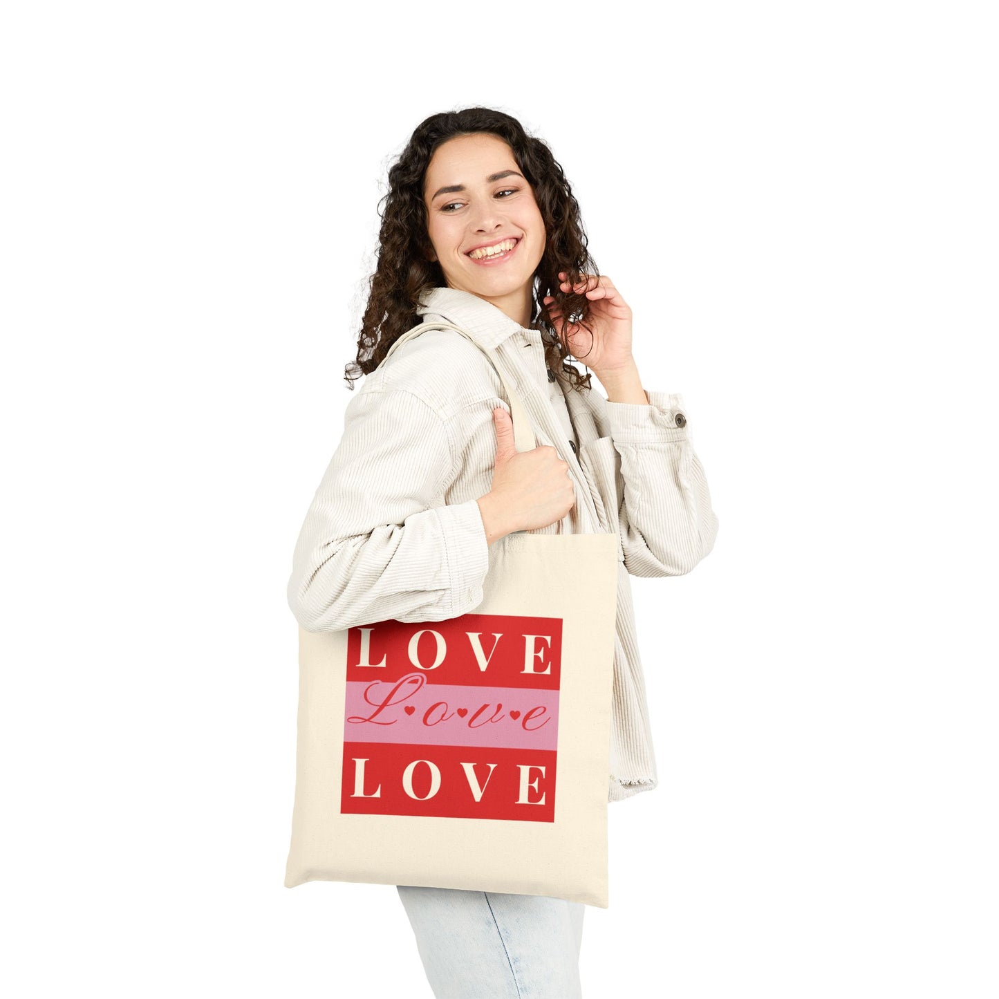 "Love" Cotton Canvas Valentine Shopping Bag