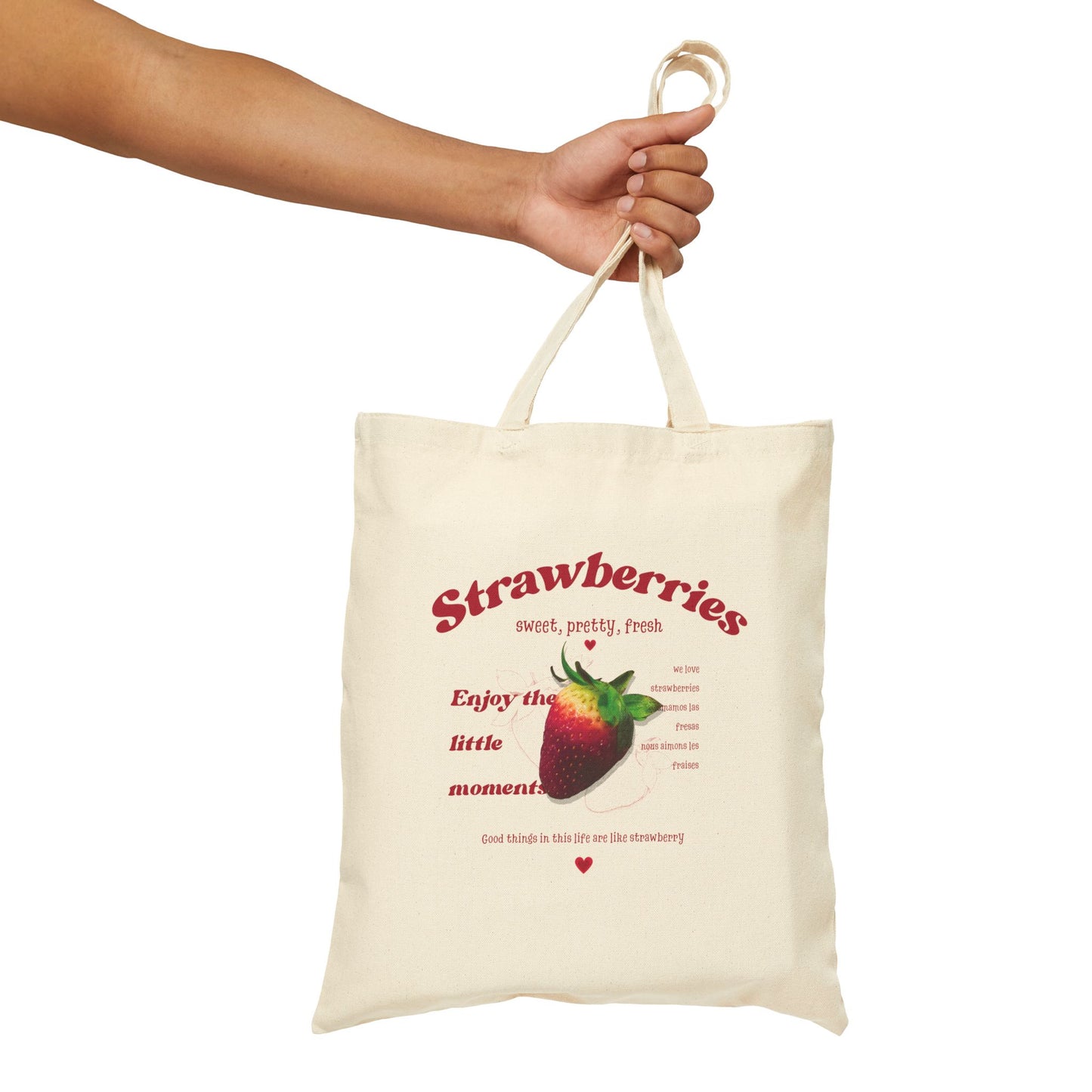 Bolsa de lona de algodón con diseño vintage de fresas