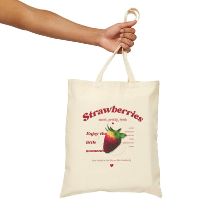 Bolsa de lona de algodón con diseño vintage de fresas
