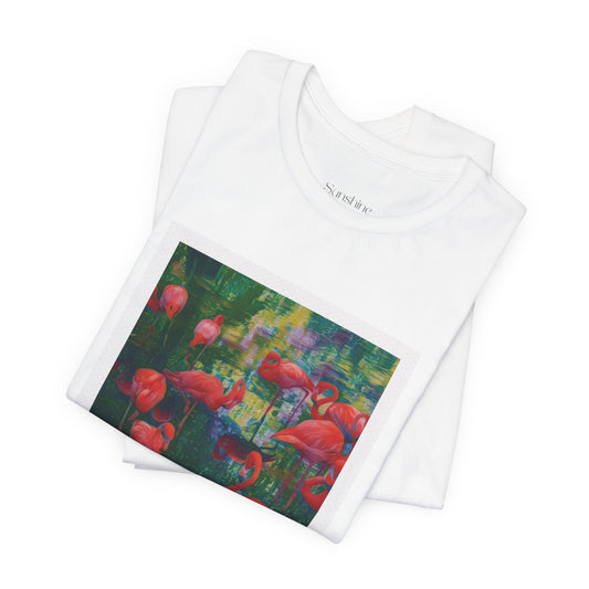 Flamingo Art Tee - Unisex Short Sleeve Cotton Shirt